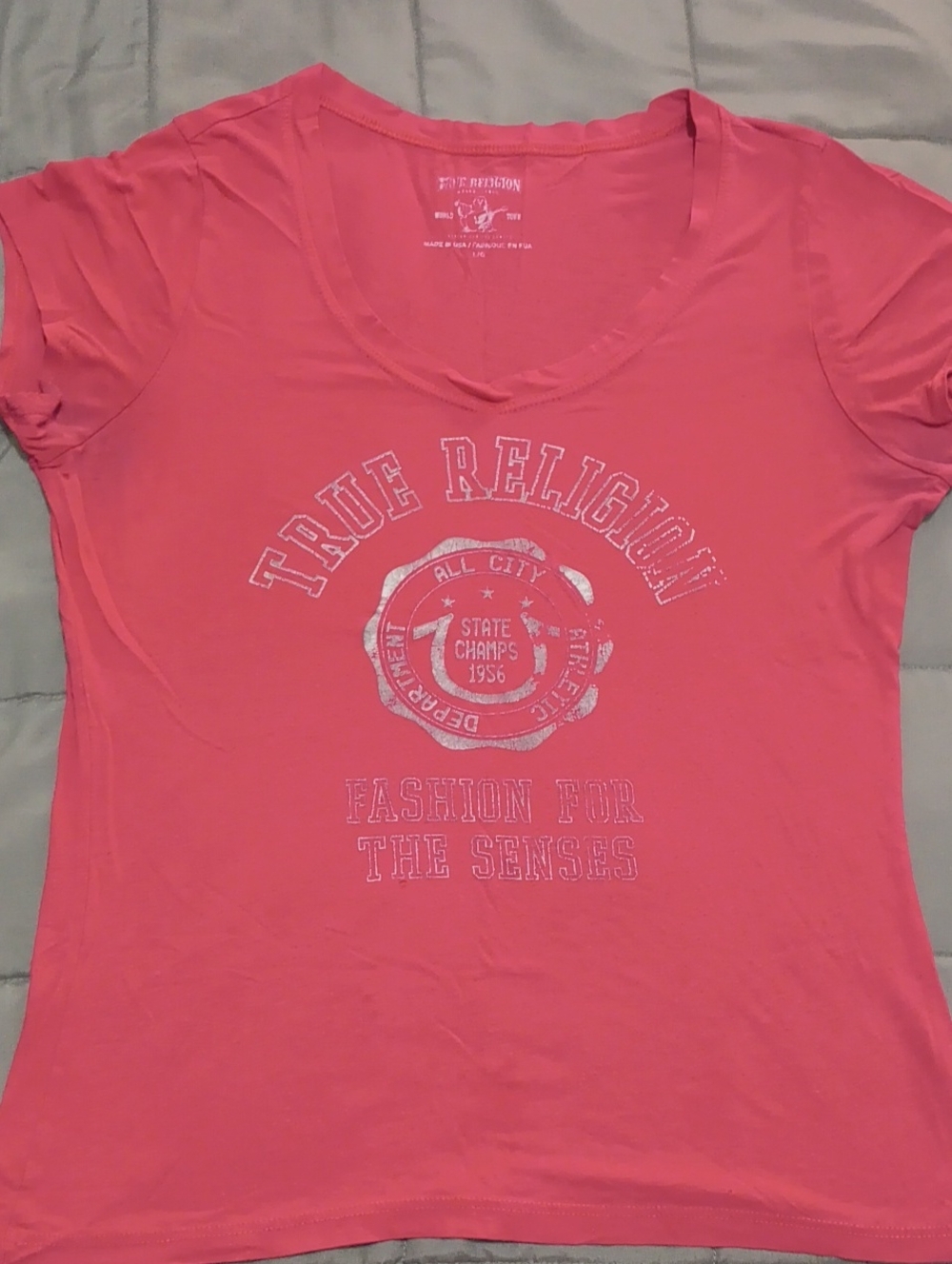 True Religion Red Scoop Neck Graphic Tee